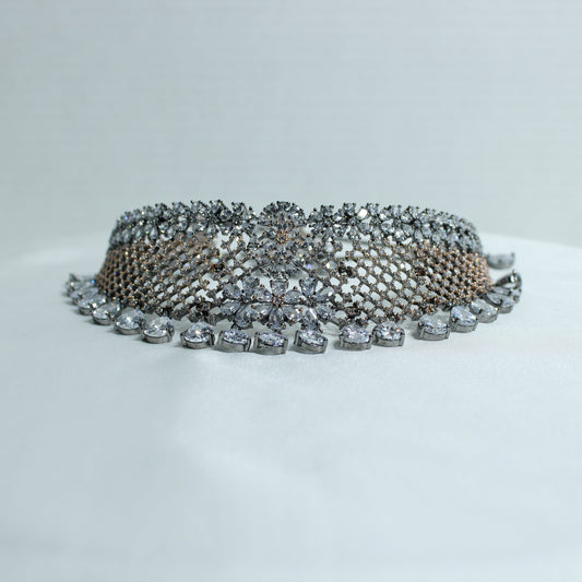 Cubic Zirconia Choker Necklace Set - E855