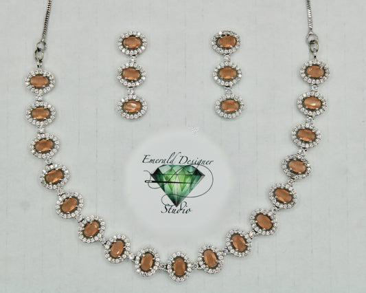 Oval-Cut Cubic Zirconia Necklace Set - E846