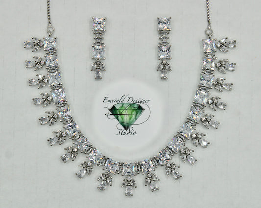 Pear-Cut Cubic Zirconia Necklace Set - E797