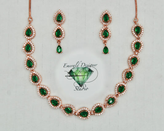 Pear-Cut Cubic Zirconia Necklace Set - E847