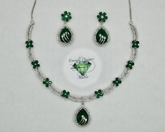Pear-Cut Cubic Zirconia Necklace Set - E799