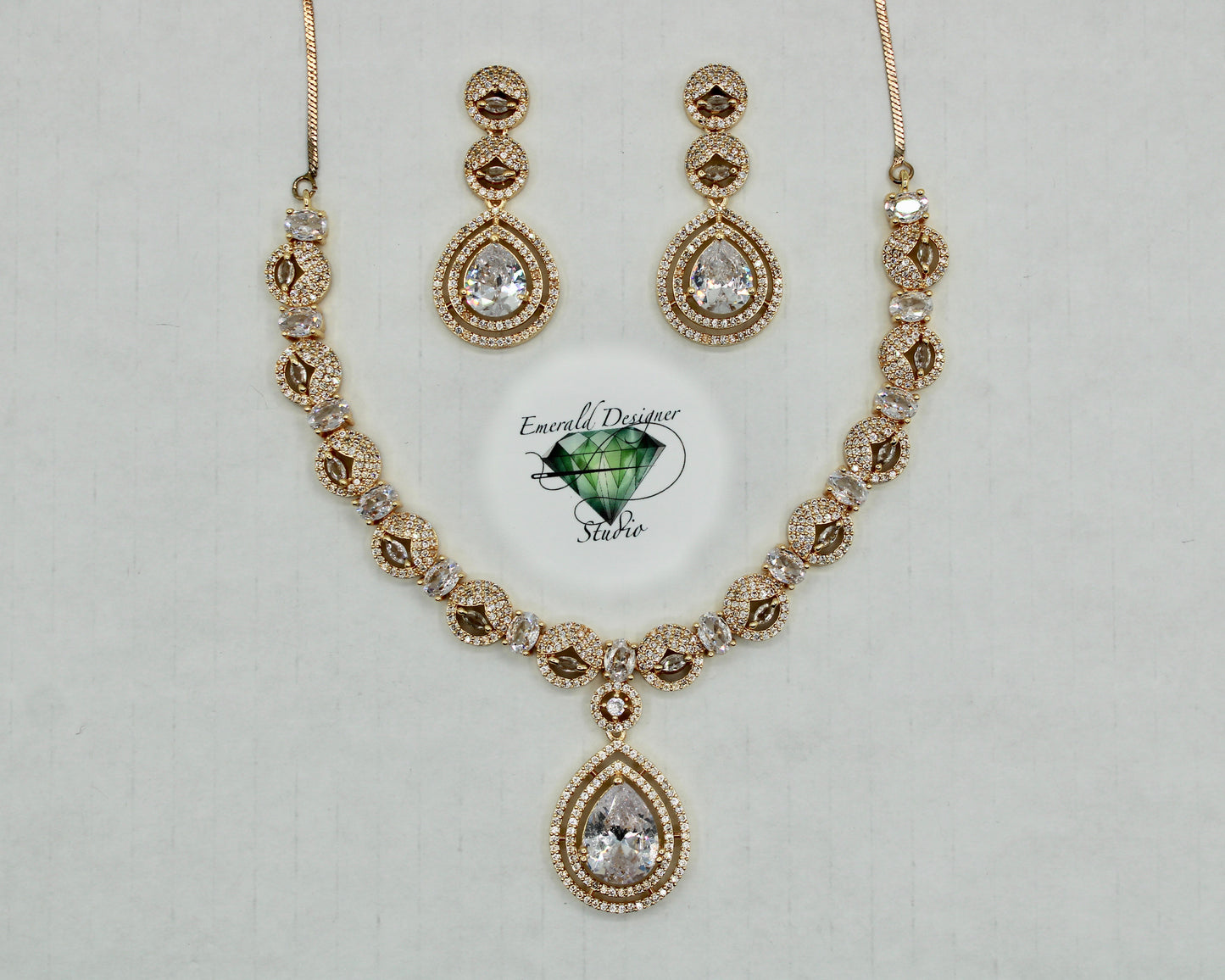 Pear-Cut Cubic Zirconia Necklace Set - E807