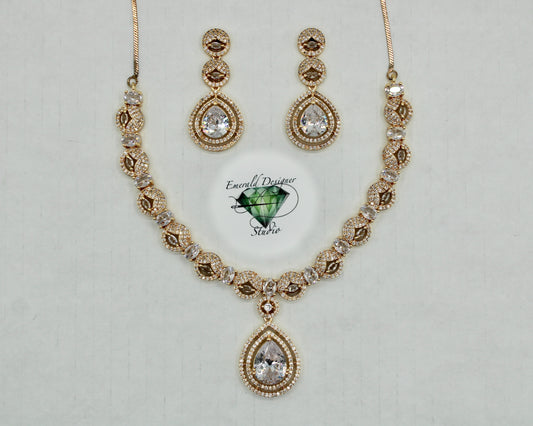 Pear-Cut Cubic Zirconia Necklace Set - E807