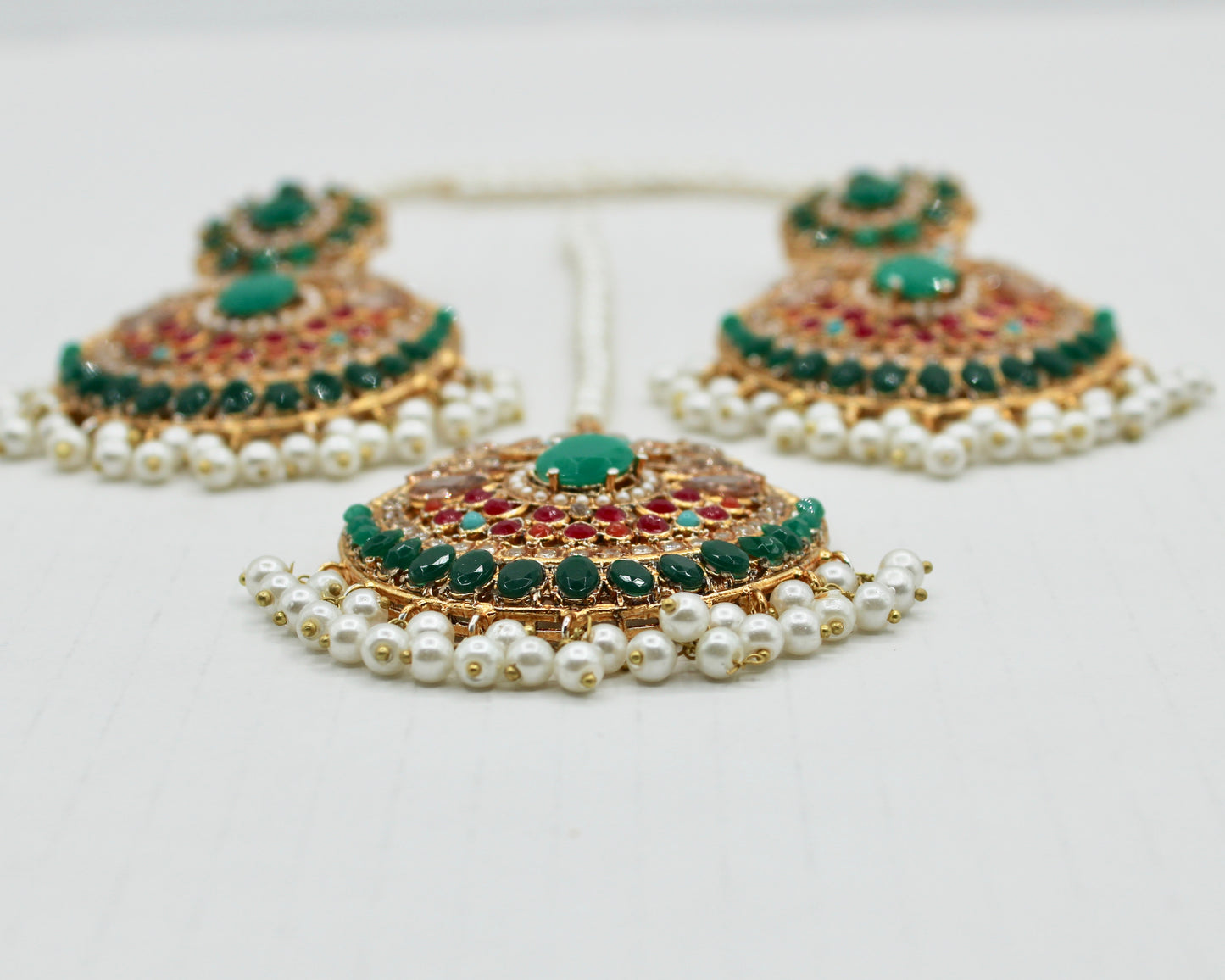 Faux Pearl and Gem Teeka Set - E103