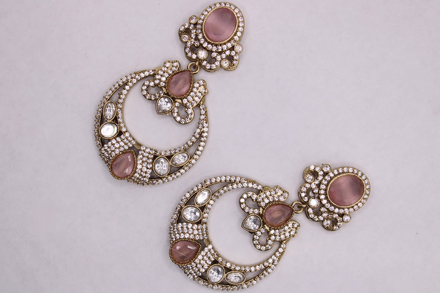 Kundan and Mona Lisa Chand Bali Set- E7090