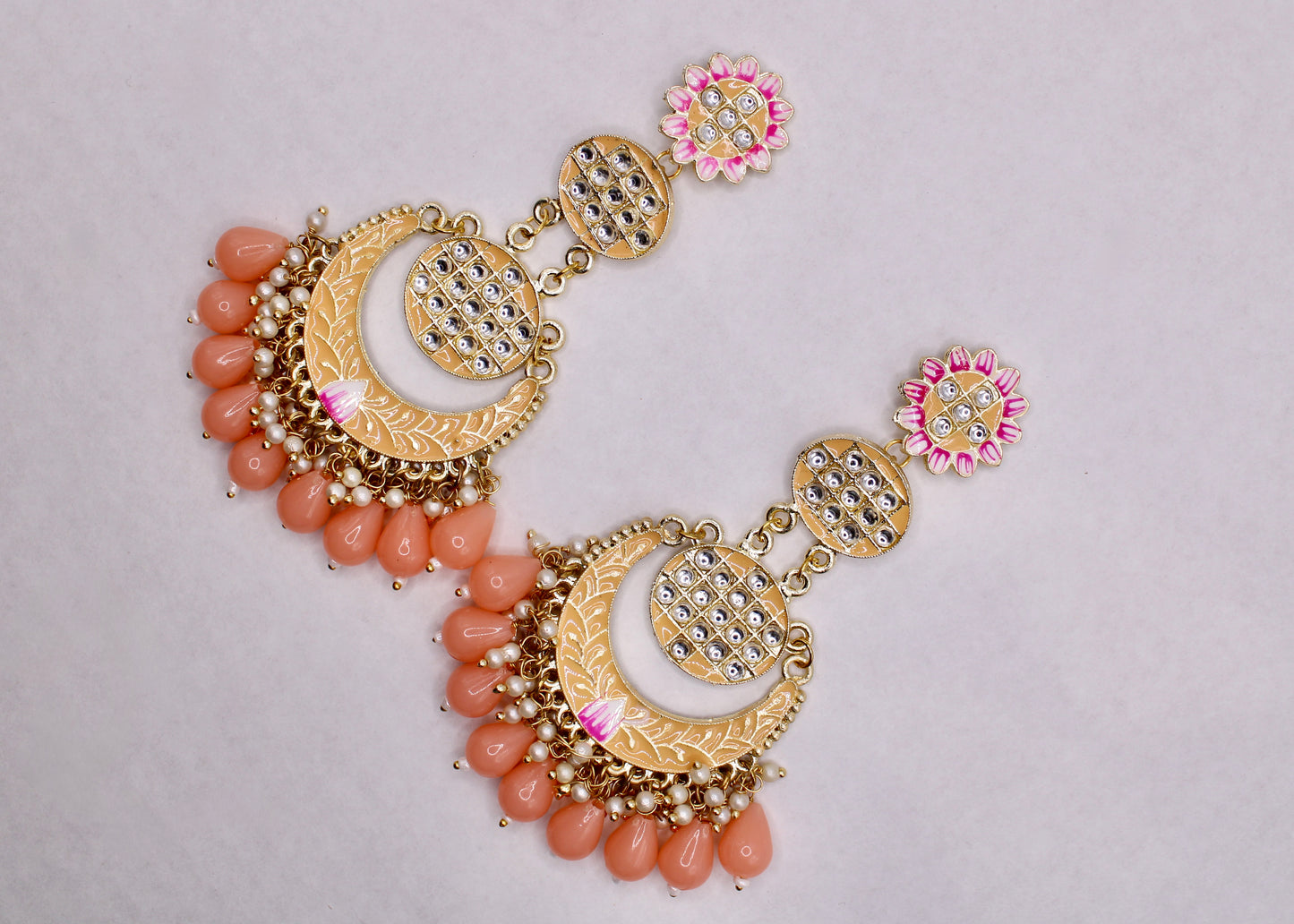 Hand-Painted Chand Bali Set- E7089