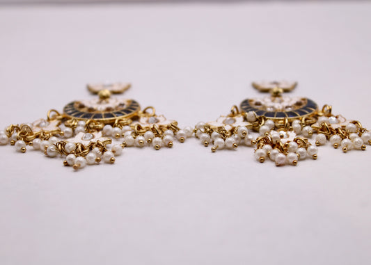 Meena Kundan Chaand Bali Set - E7085