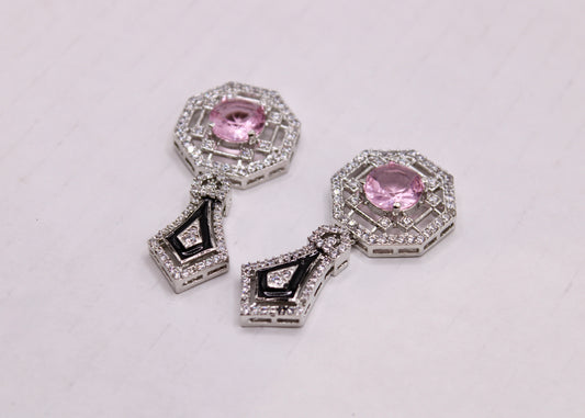 Cubic Zirconia and Italian Enamel Earrings - E7081