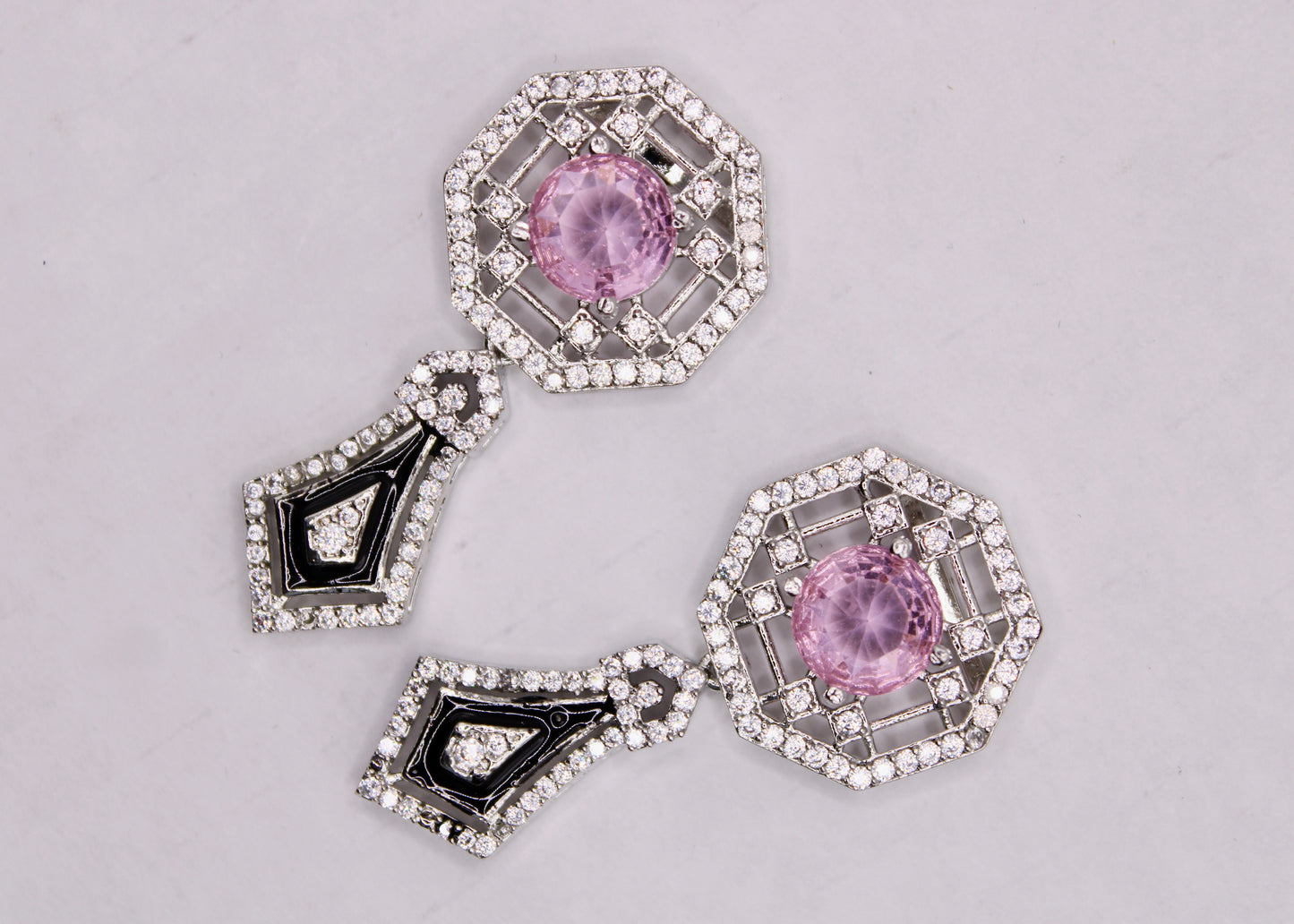 Cubic Zirconia and Italian Enamel Earrings - E7081