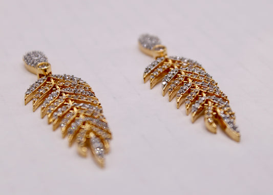 Cubic Zirconia Feather Earrings - E7075