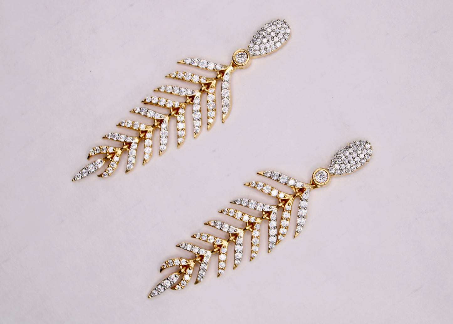 Cubic Zirconia Feather Earrings - E7075