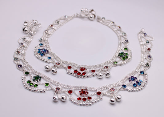 Scalloped Layered Ghungroo Anklet - E7064