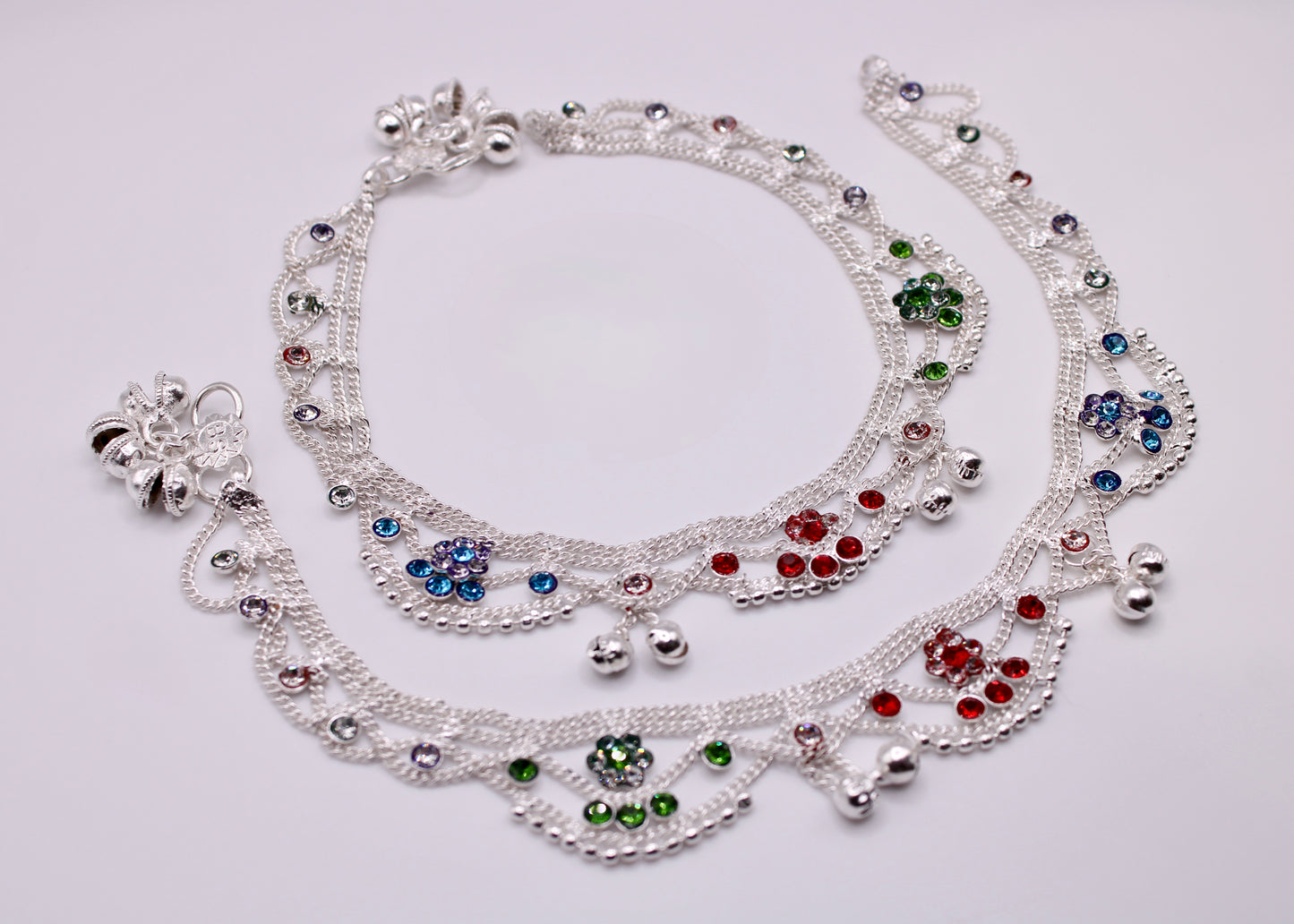 Scalloped Layered Ghungroo Anklet - E7064