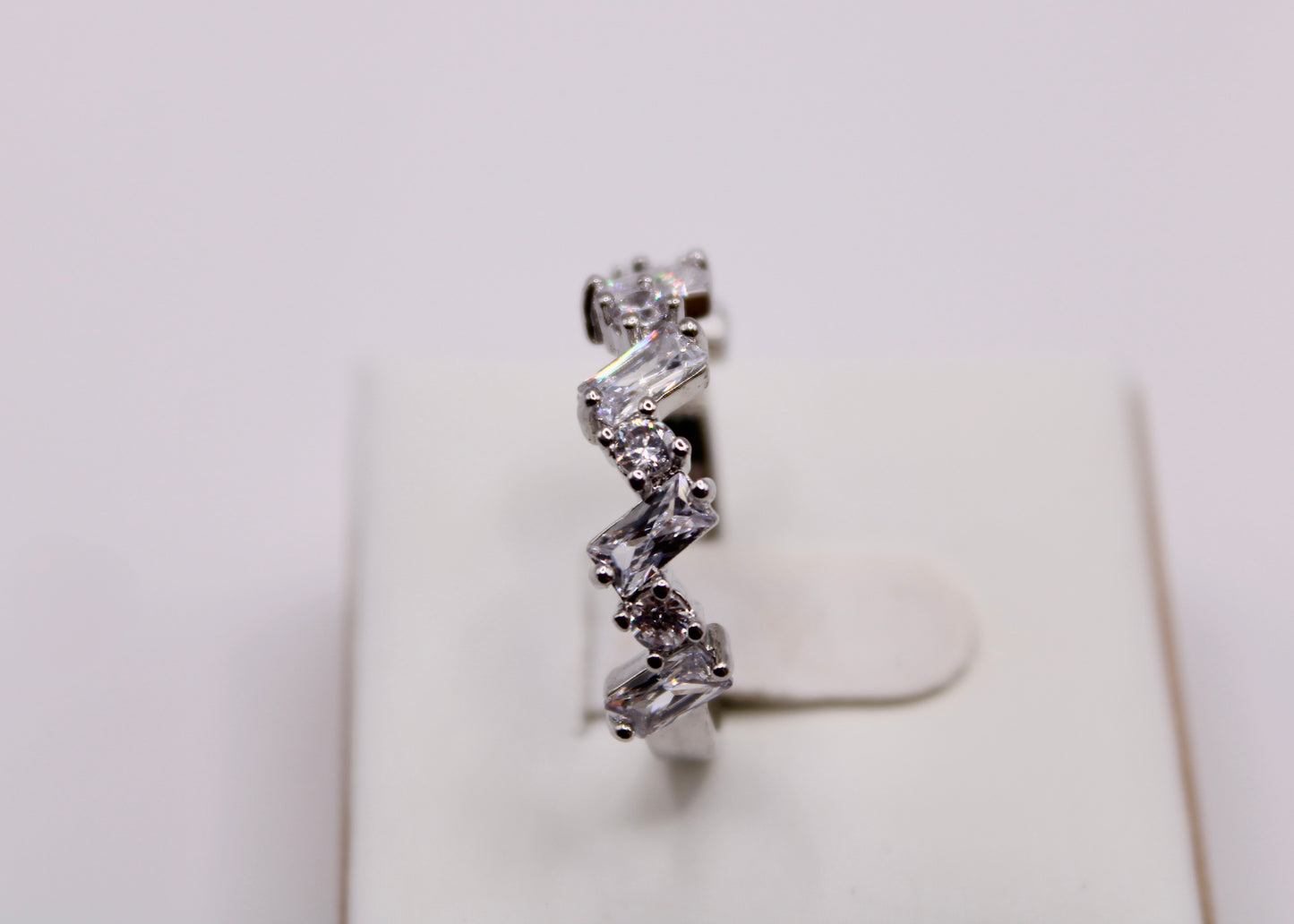 Floral Cubic Zirconia Crossover Ring - E7041