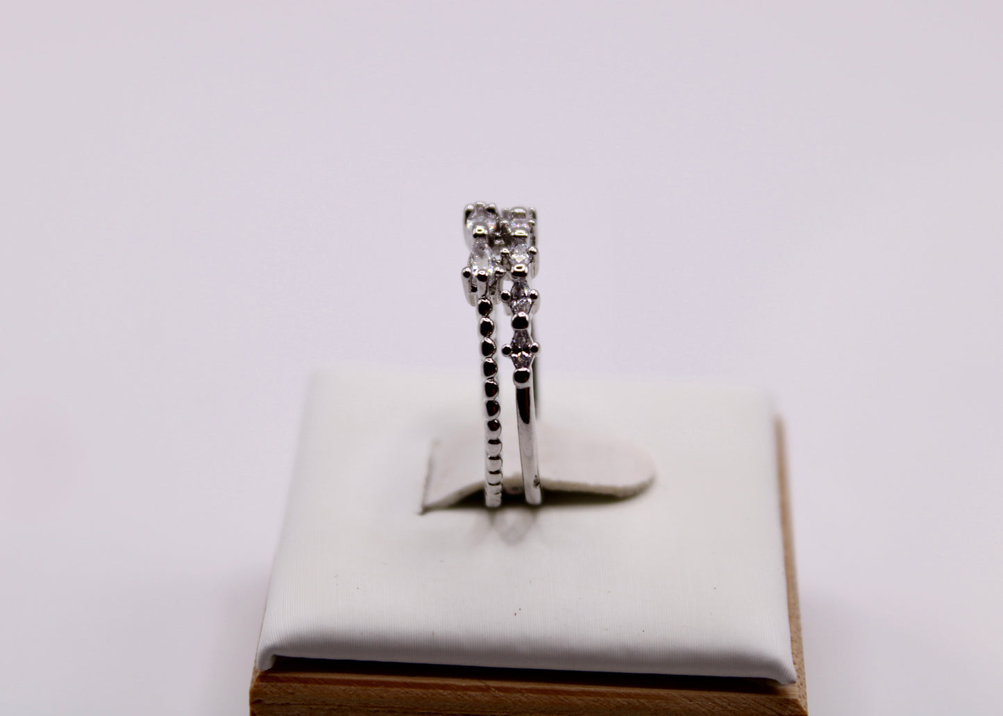 Cubic Zirconia Stacked Band Ring - E7036