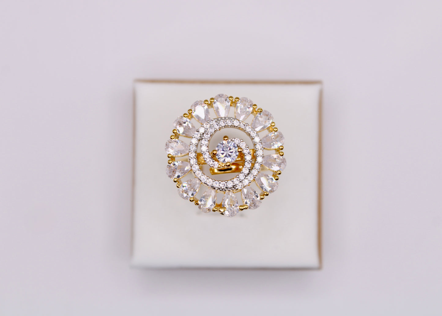 Pear-Cut Cubic Zirconia Cocktail Ring - E7095