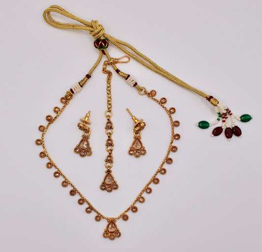 Polki Necklace Set With Teeka - E112