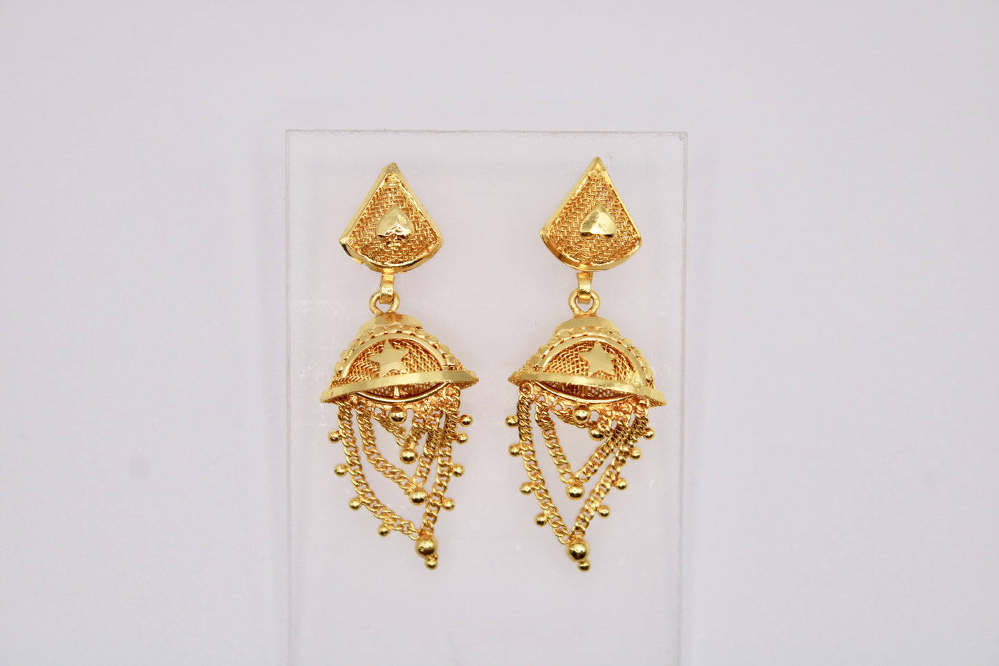 Gold-Tone Jhumkis With Layered Appliqués - E1240