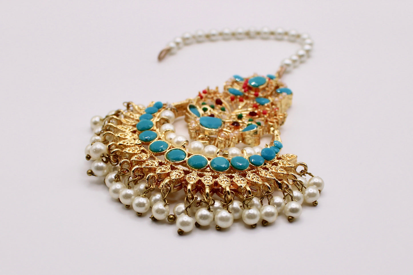 Multicolour Teeka With Faux Pearls - E962