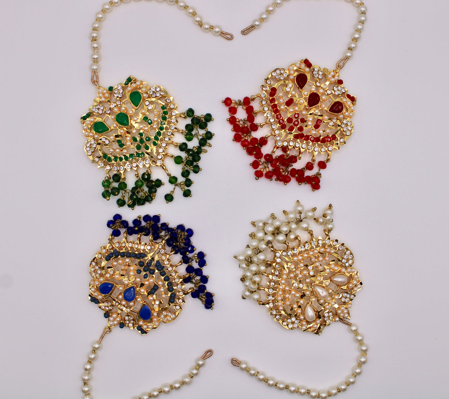 Crystal and Faux Pearl Teeka - E954