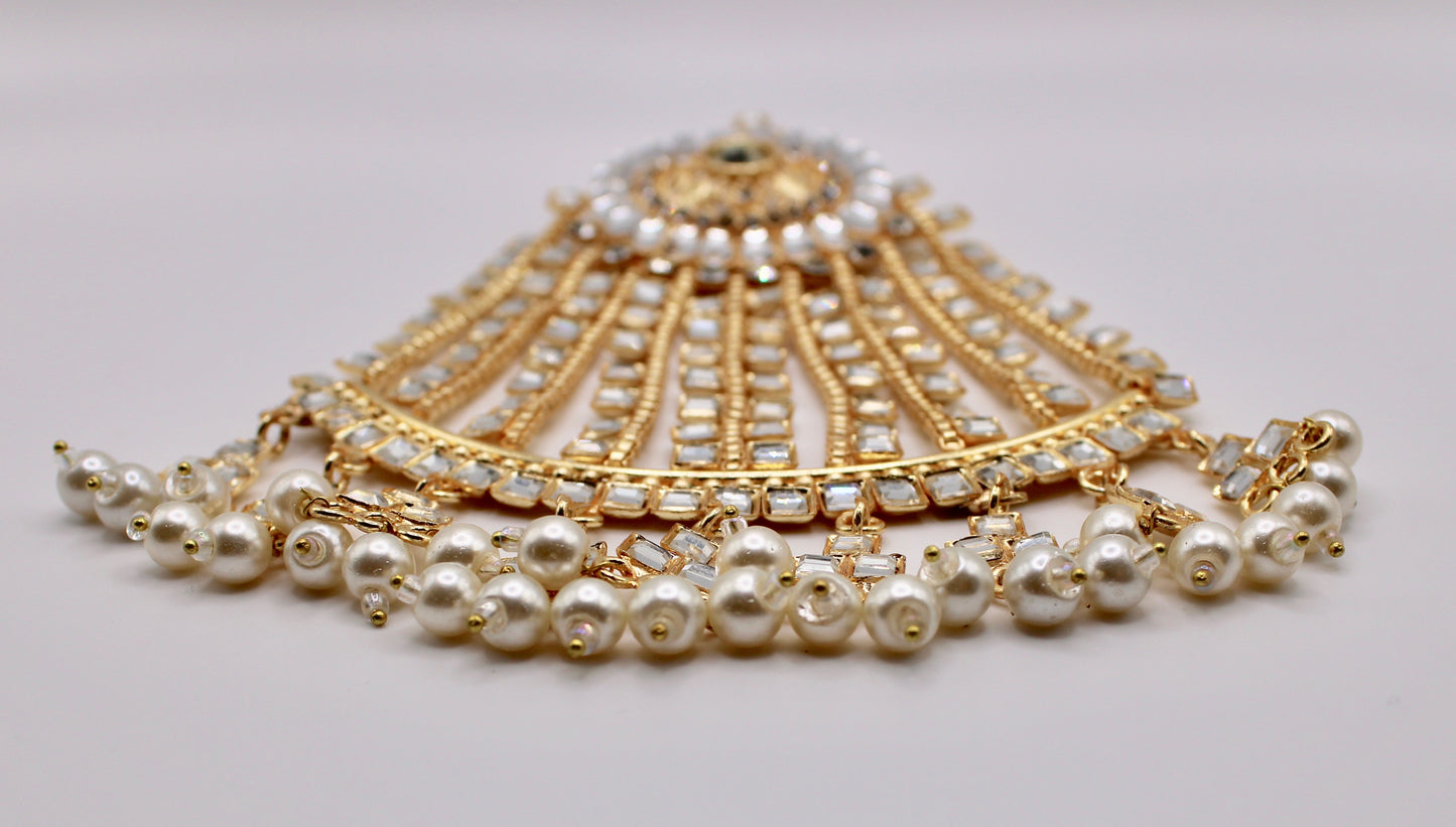 Sheesha Kundan and Faux Pearl Jhumer - E986