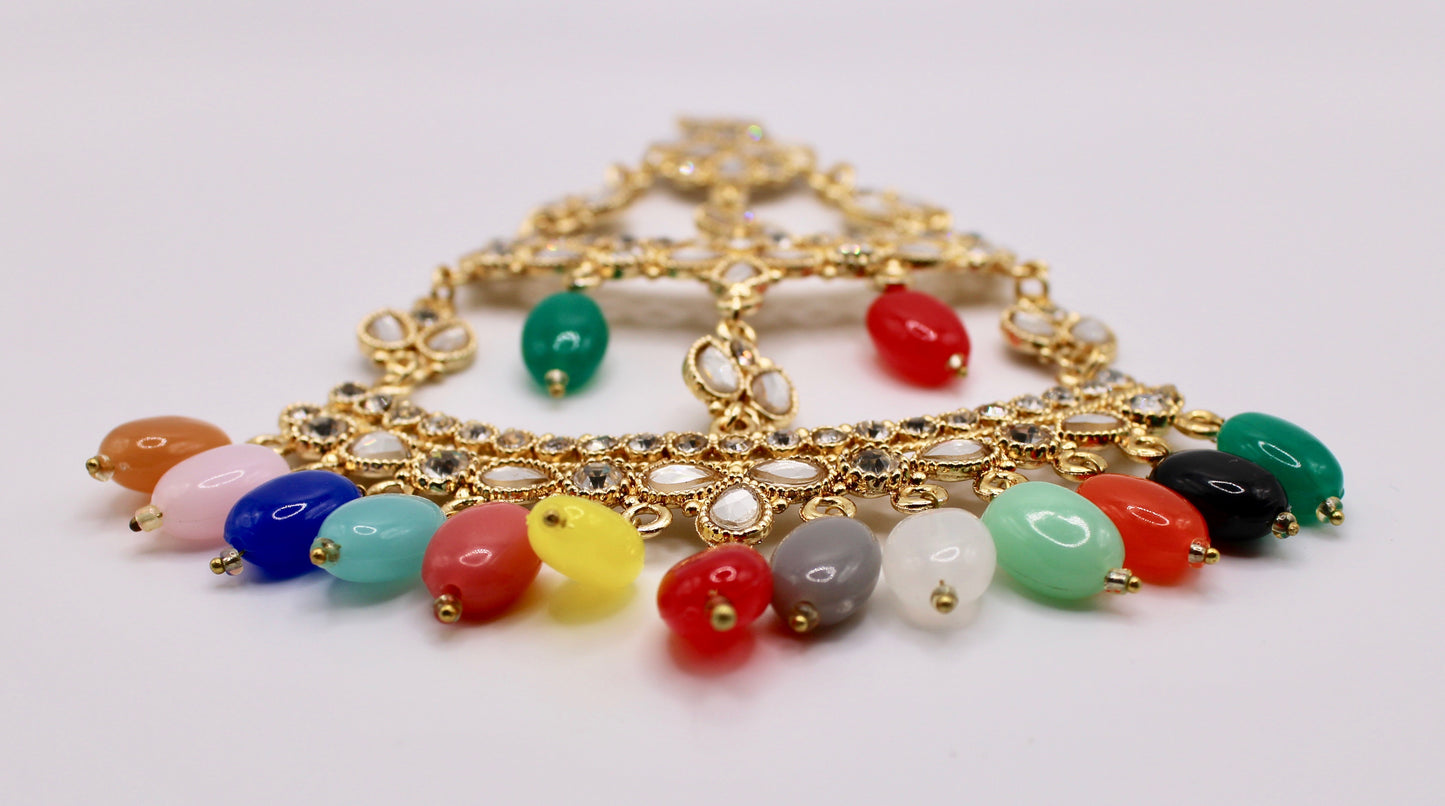 Faux Kundan Jhumer with Beads - E983