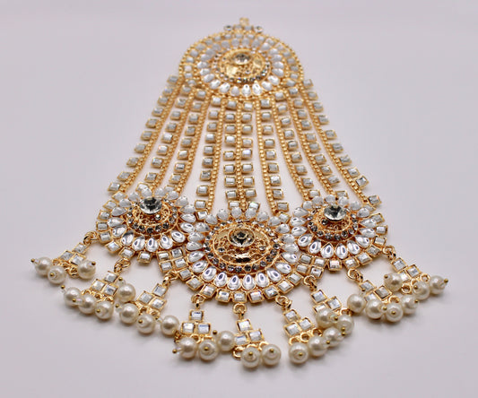 Sheesha Kundan and Faux Pearl Jhumer - E982