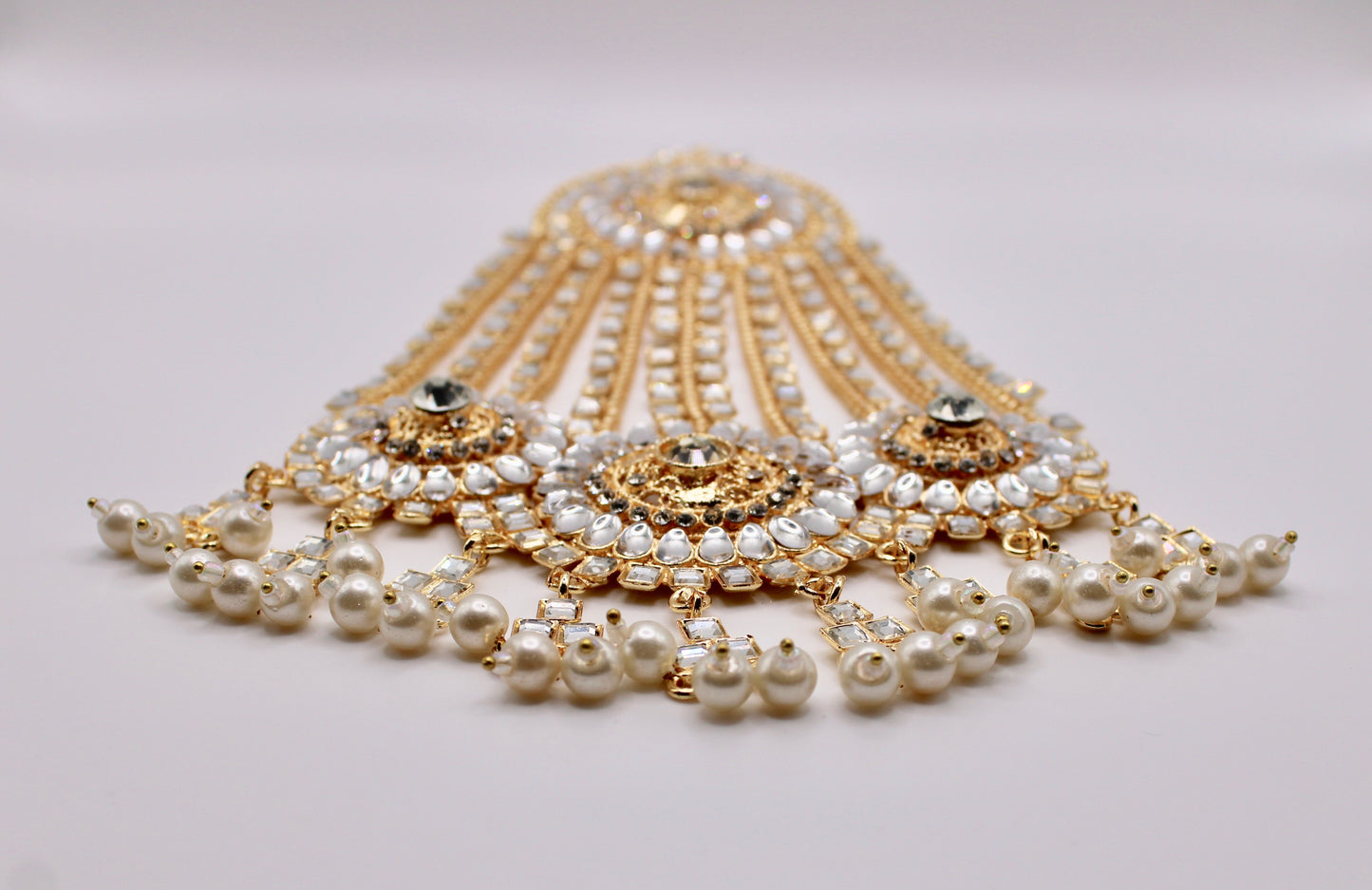 Sheesha Kundan and Faux Pearl Jhumer - E982