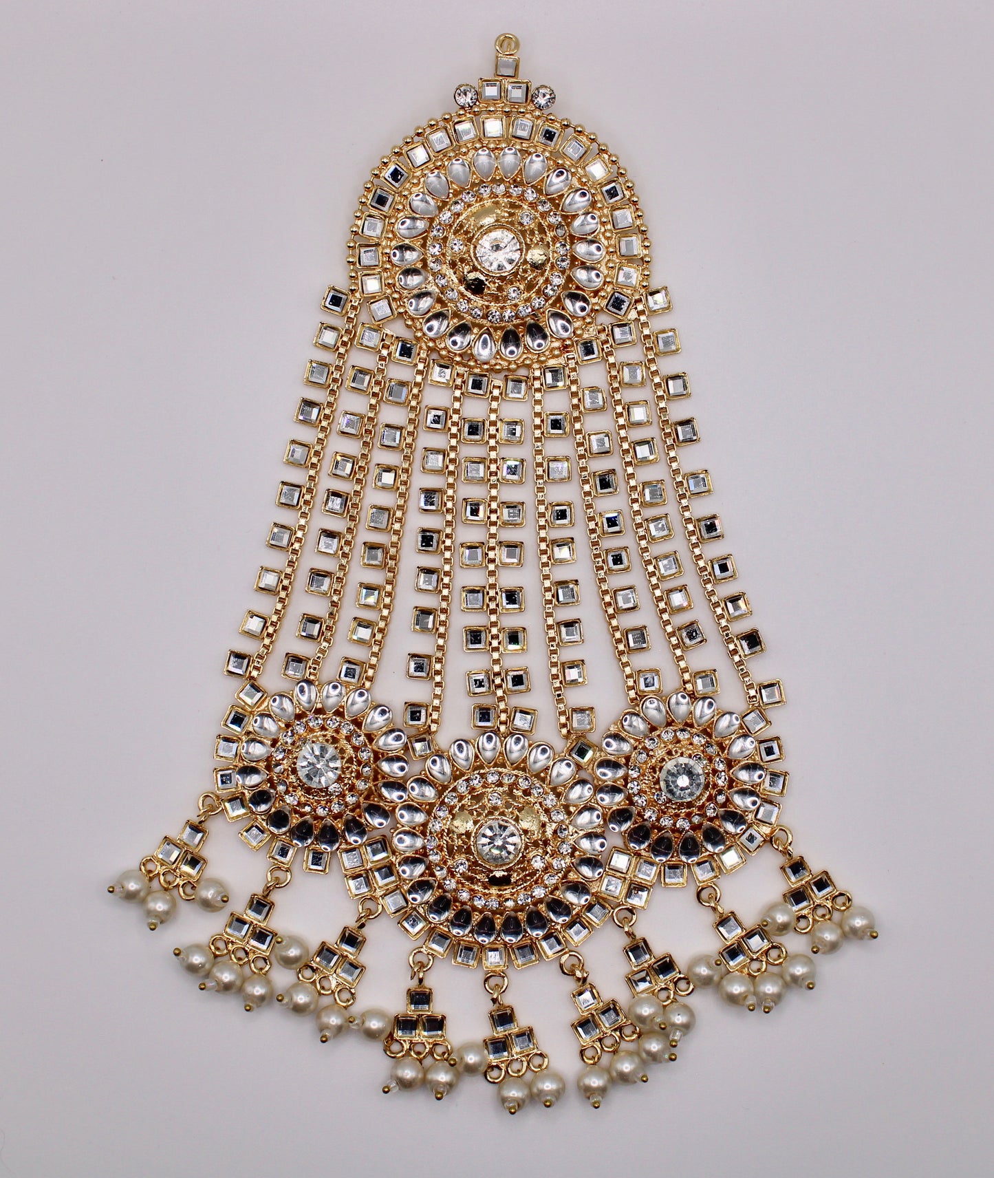 Sheesha Kundan and Faux Pearl Jhumer - E982