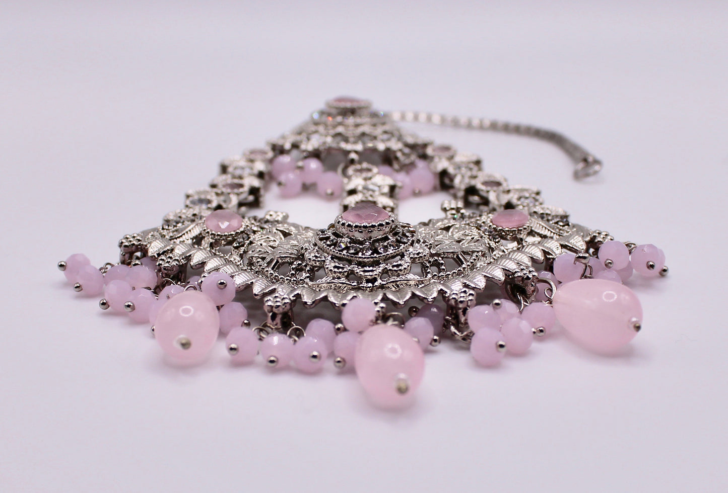 Cubic Zirconia Jhumer with Beads and Faux Crystals - E978