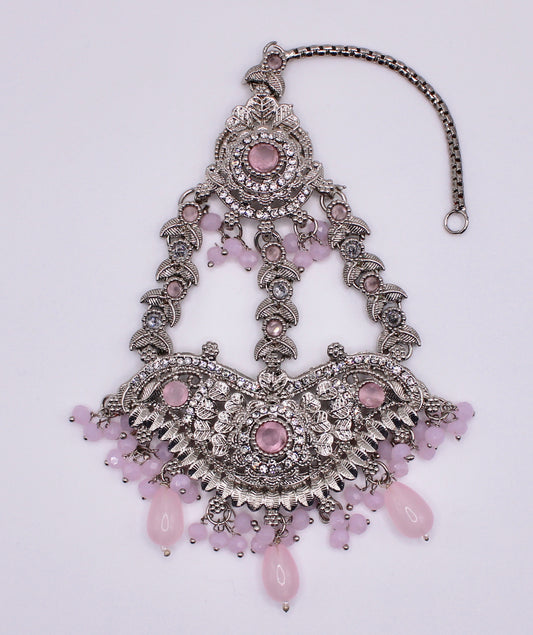 Cubic Zirconia Jhumer with Beads and Faux Crystals - E978