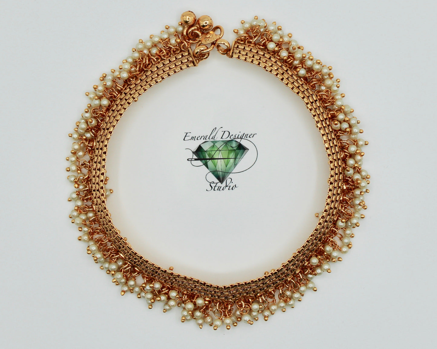 Rajwadi Mesh Anklet With Faux Pearl Detailing - E4012