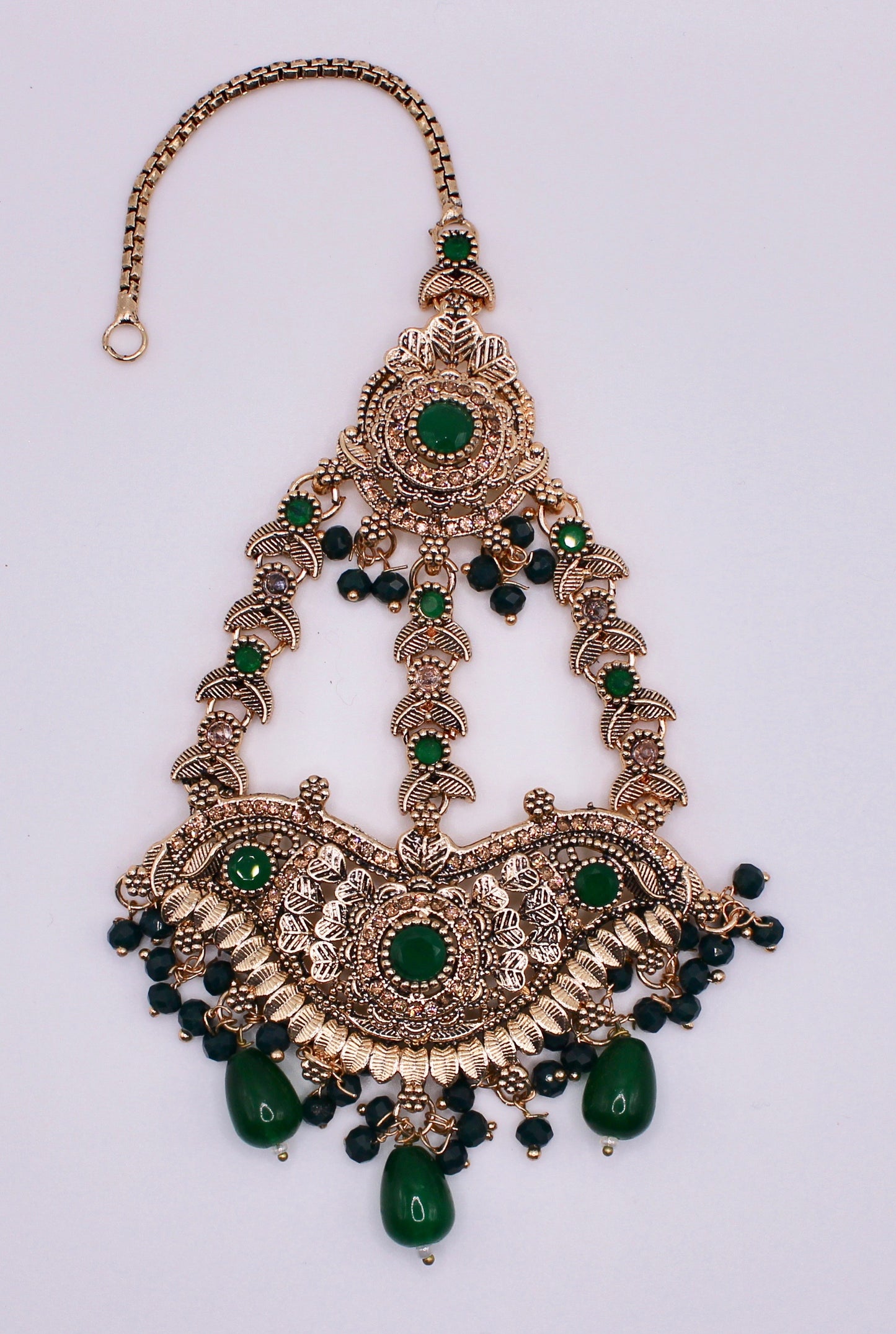 Cubic Zirconia Jhumer with Beads and Faux Crystals - E978