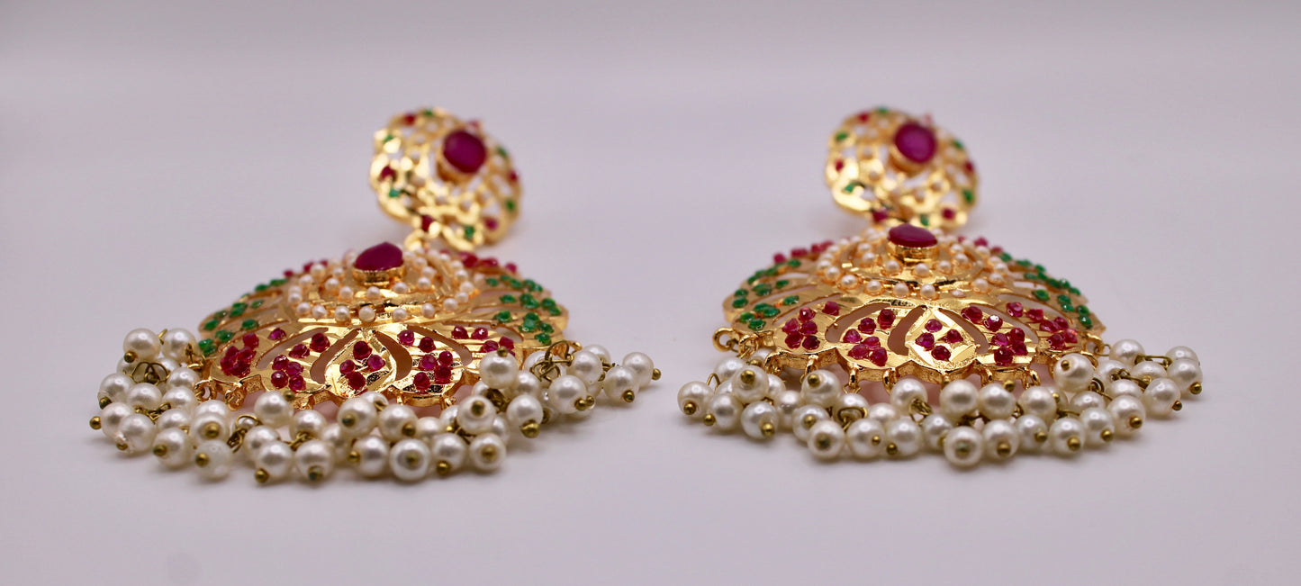 Gold-Plated Hyderabadi Earrings - E235