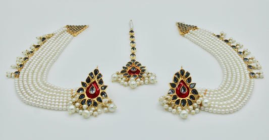 Faux Pearl and Sahara Teeka Set - E1150