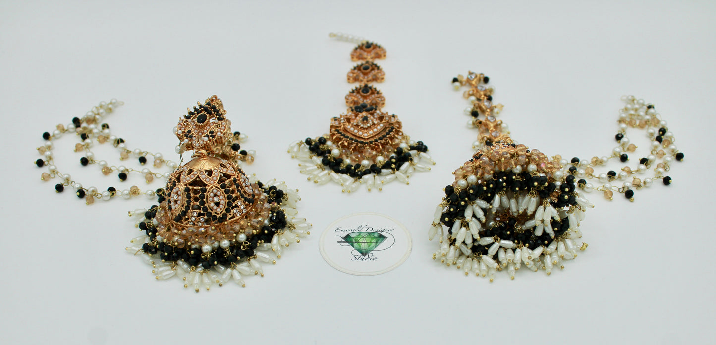 Faux pearl and Bead Teeka Set - E105