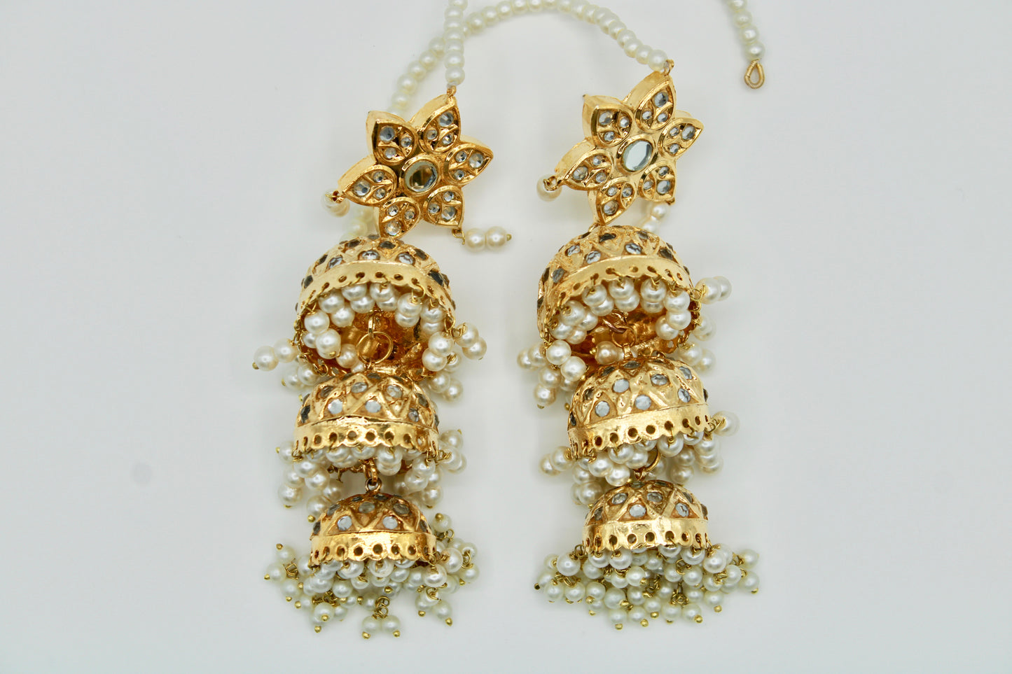 Thappa Kundan Jhumkis W/ Saharas - E1125