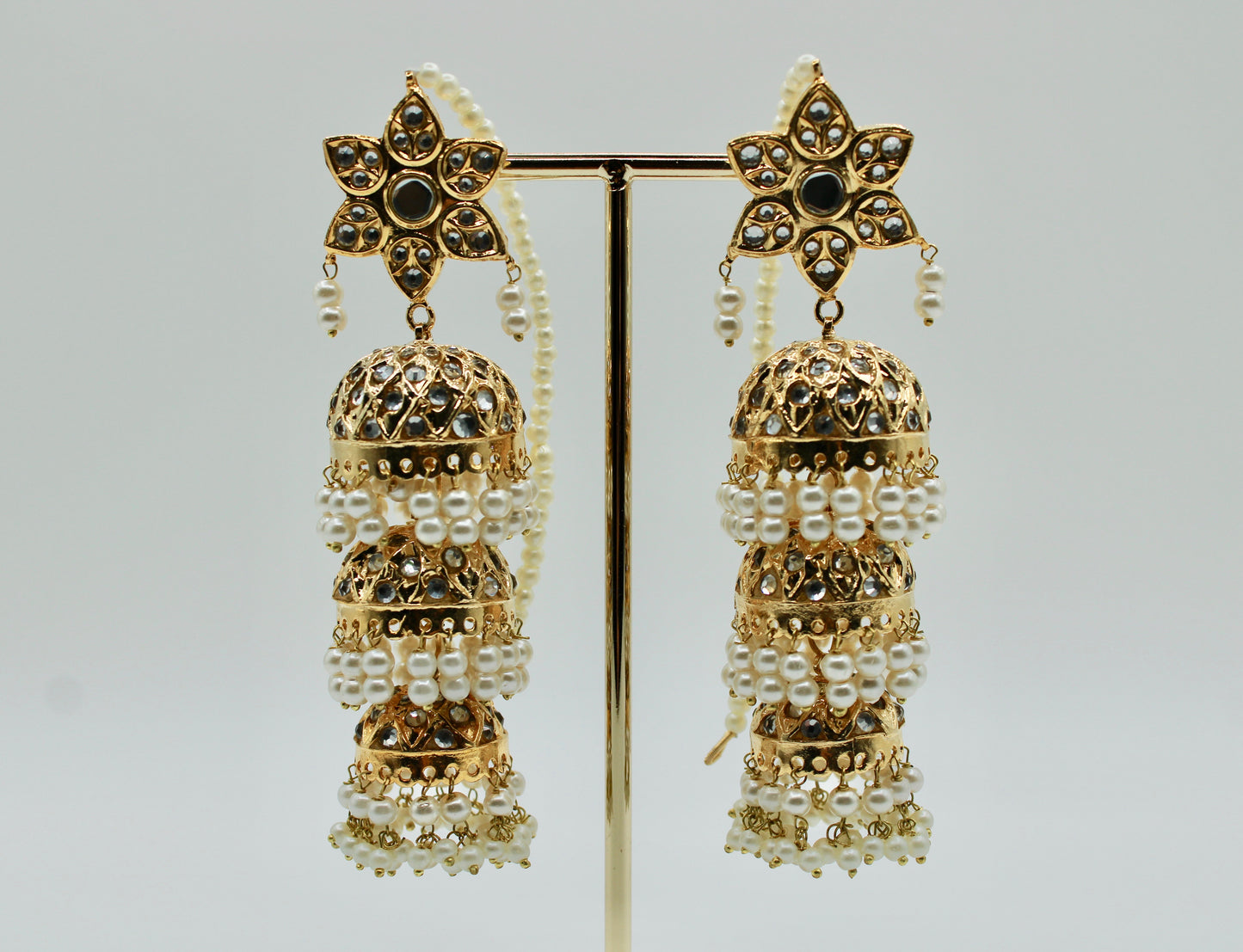 Thappa Kundan Jhumkis W/ Saharas - E1125