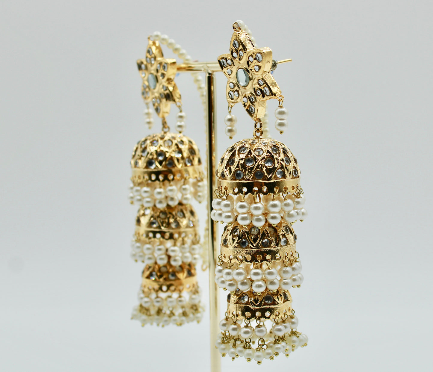 Thappa Kundan Jhumkis W/ Saharas - E1125