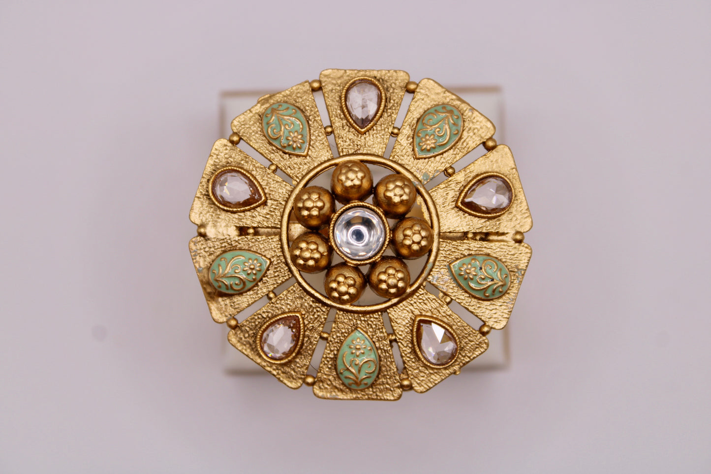 Rajwadi Meena And Kundan Cocktail Ring - E3075