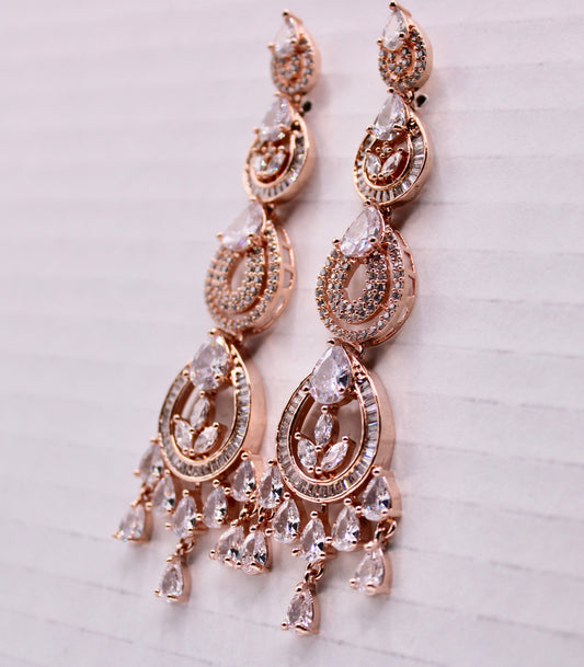 Pear-Shaped Halo Drop Earrings - E0108