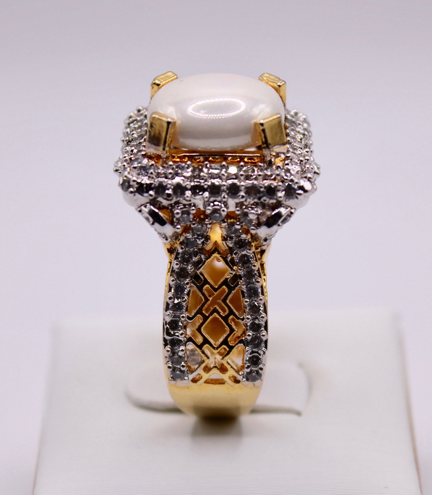 Cubic Zirconia and Opal Ring - E1143