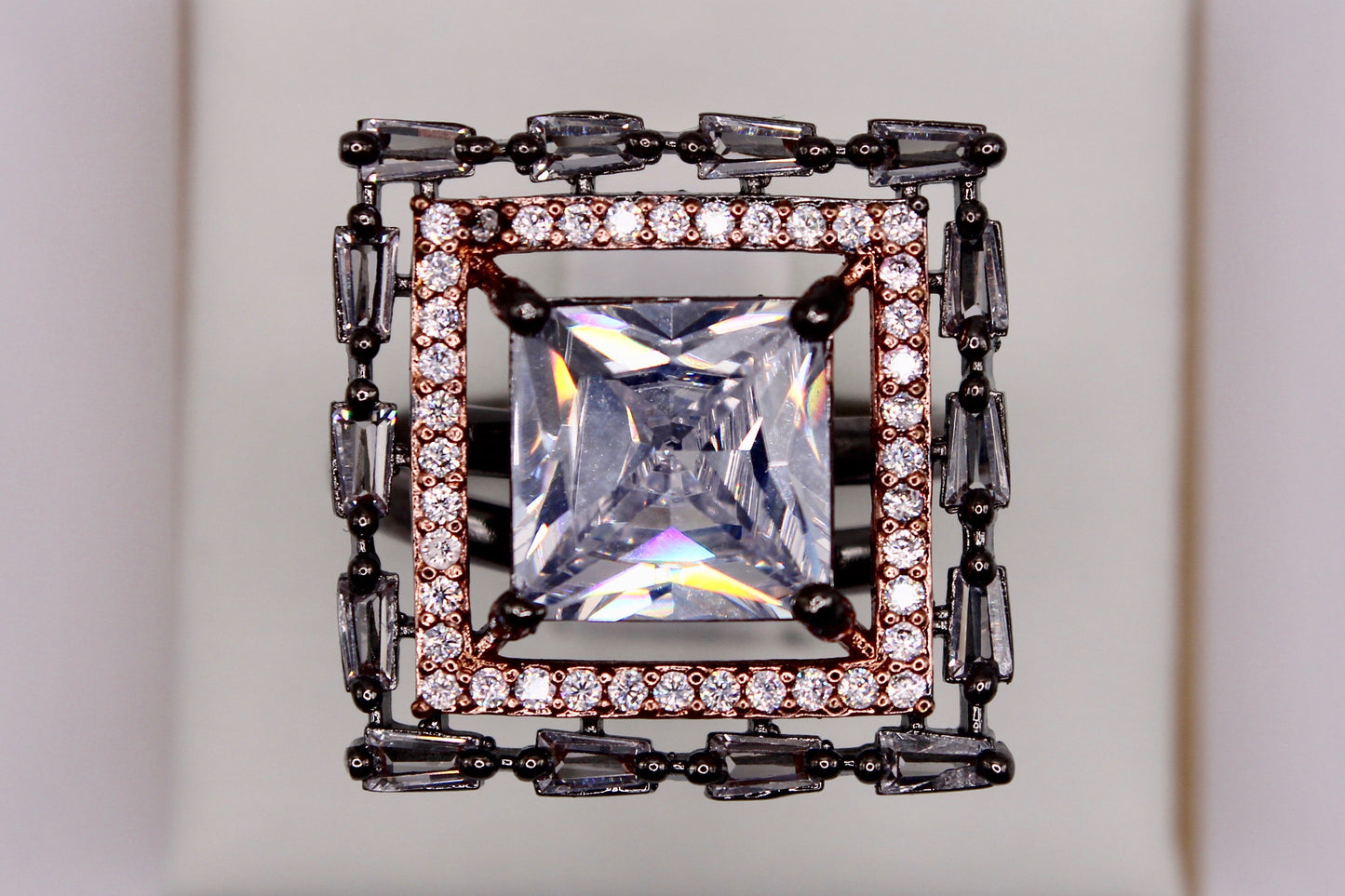 Princess-Cut Cubic Zirconia Cocktail Ring - E814