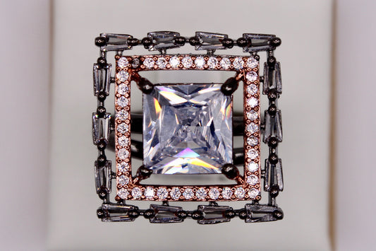 Princess-Cut Cubic Zirconia Cocktail Ring - E814