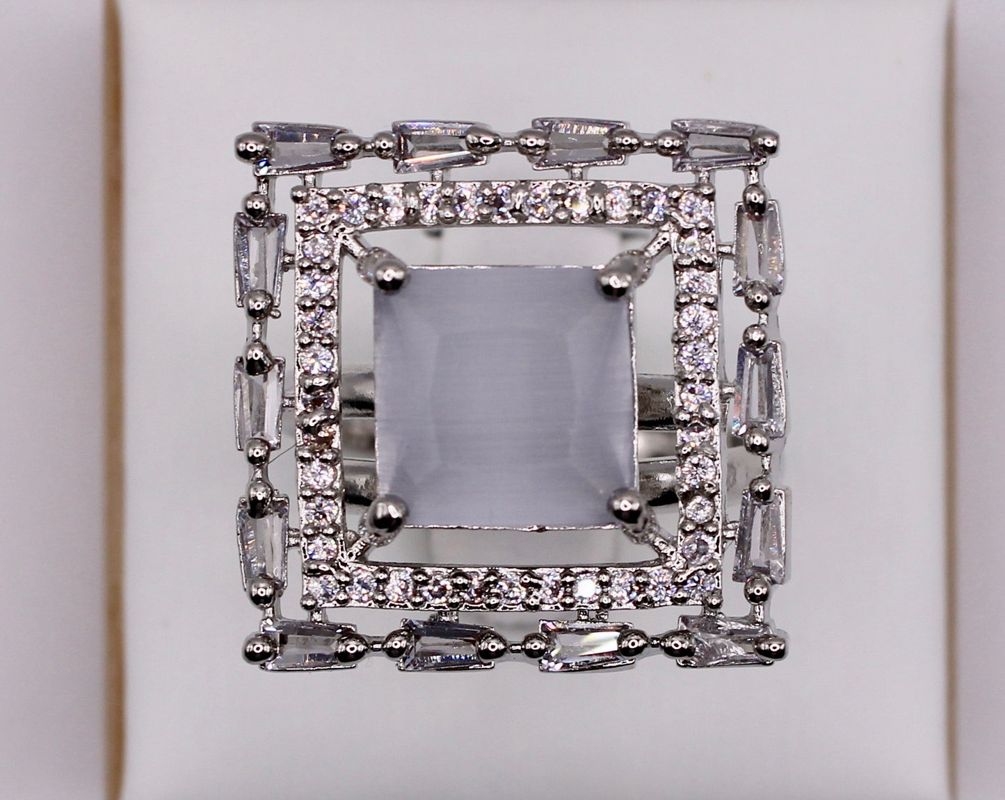 Princess-Cut Cubic Zirconia Cocktail Ring - E814