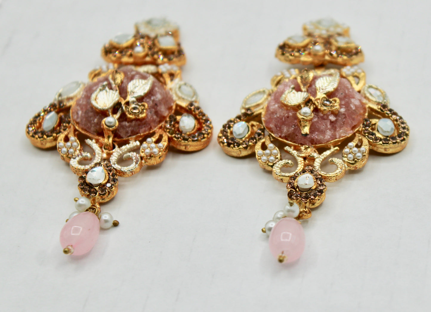 Fusion Crushed Stone and Kundan Earrings - E1105