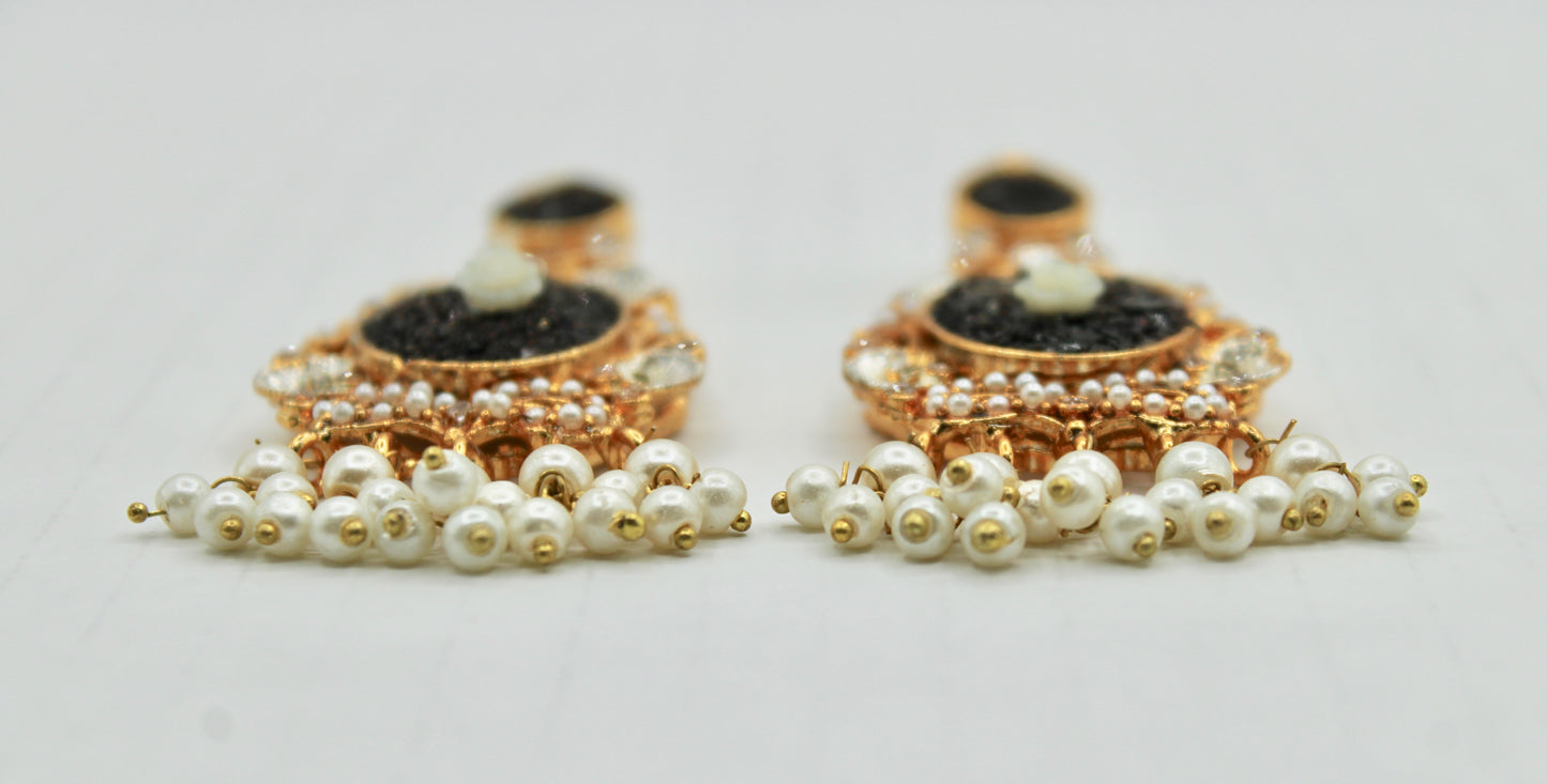 Fusion Kundan and Crushed Stone Earrings - E1106