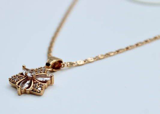 Floral Cubic Zirconia Studded Necklace - E2295