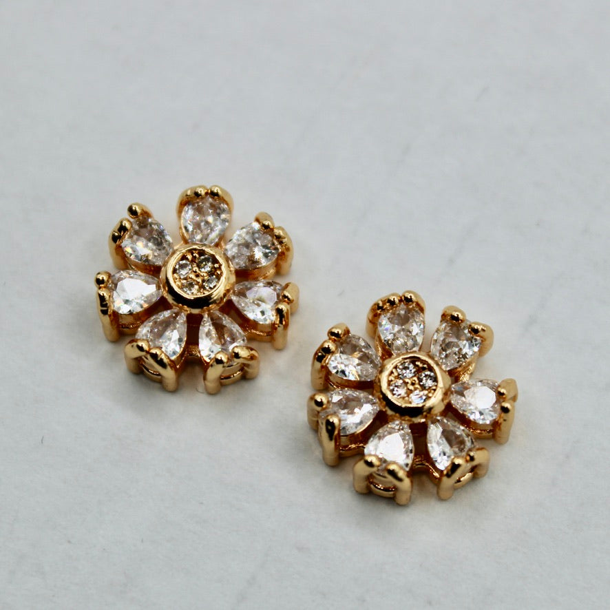 Pear-Cut Cubic Zirconia Floral Studs - E2331