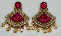 Mosaic Stone and Crystal Earrings - E550
